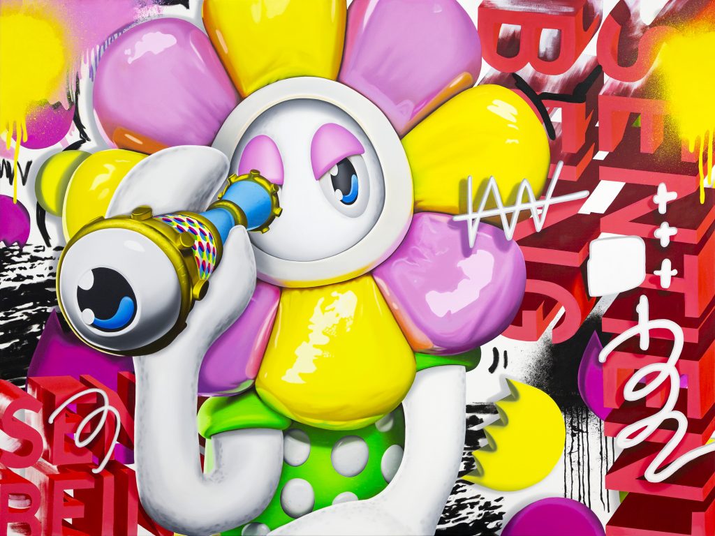 dialogue painting from the lobster land museum white lobster flower